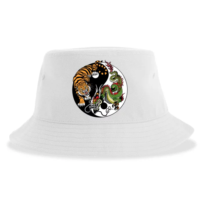 Ying Yang Tiger Dragon Sustainable Bucket Hat