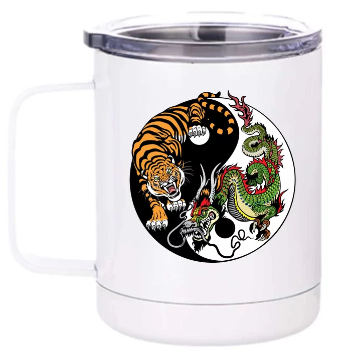 Ying Yang Tiger Dragon Front & Back 12oz Stainless Steel Tumbler Cup