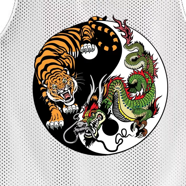 Ying Yang Tiger Dragon Mesh Reversible Basketball Jersey Tank