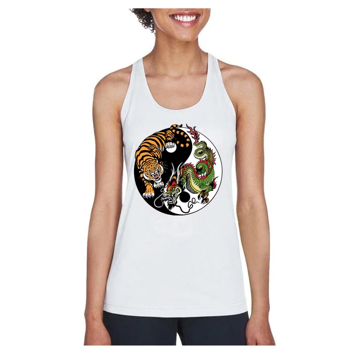 Ying Yang Tiger Dragon Women's Racerback Tank