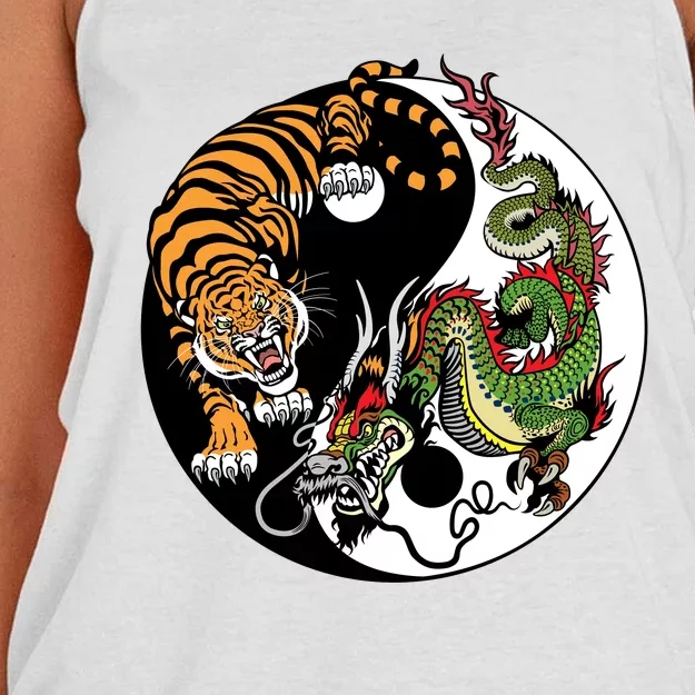 Ying Yang Tiger Dragon Women's Knotted Racerback Tank