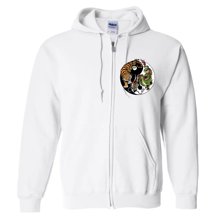 Ying Yang Tiger Dragon Full Zip Hoodie