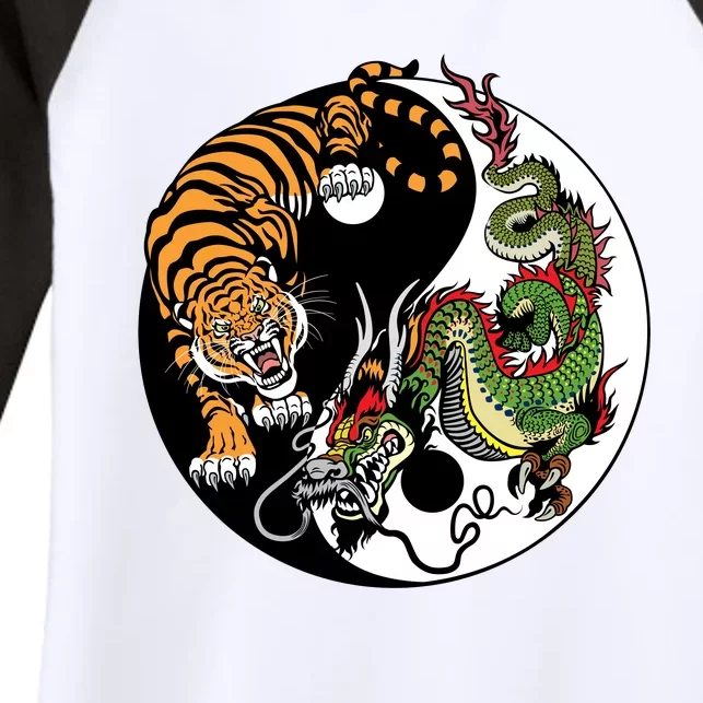 Ying Yang Tiger Dragon Women's Tri-Blend 3/4-Sleeve Raglan Shirt