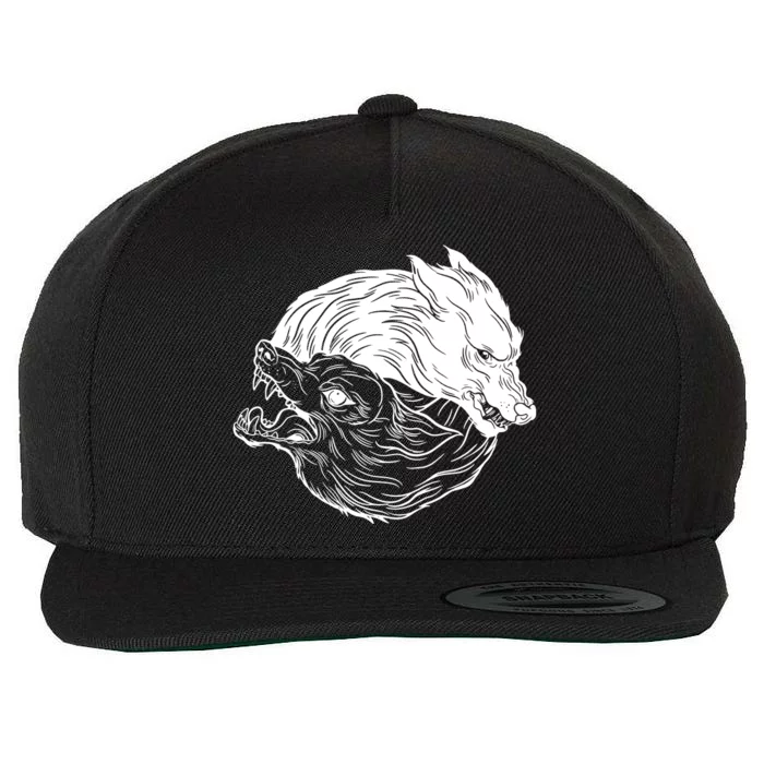 Ying Yang Wolves Wool Snapback Cap