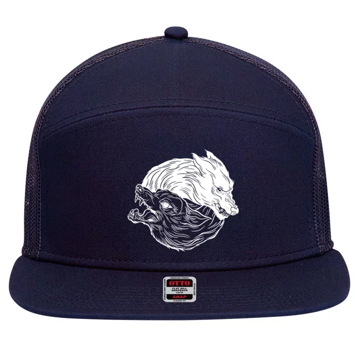 Ying Yang Wolves 7 Panel Mesh Trucker Snapback Hat