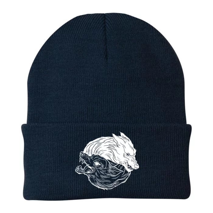 Ying Yang Wolves Knit Cap Winter Beanie