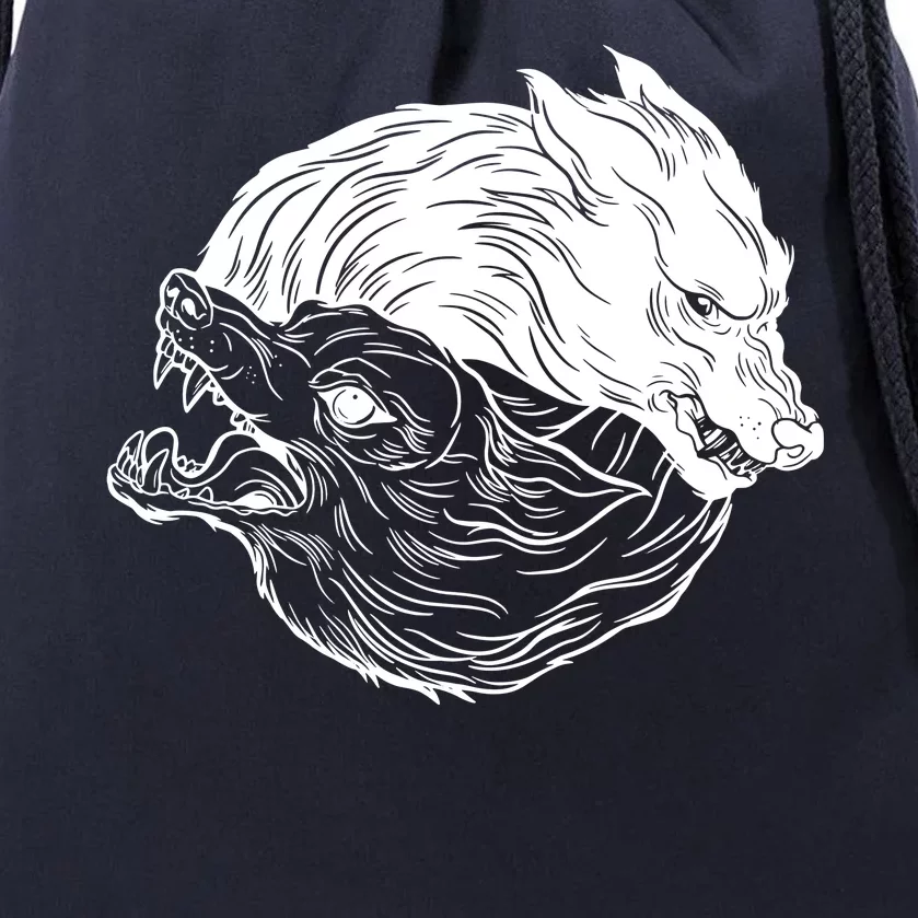 Ying Yang Wolves Drawstring Bag