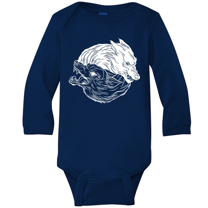 Ying Yang Wolves Baby Long Sleeve Bodysuit