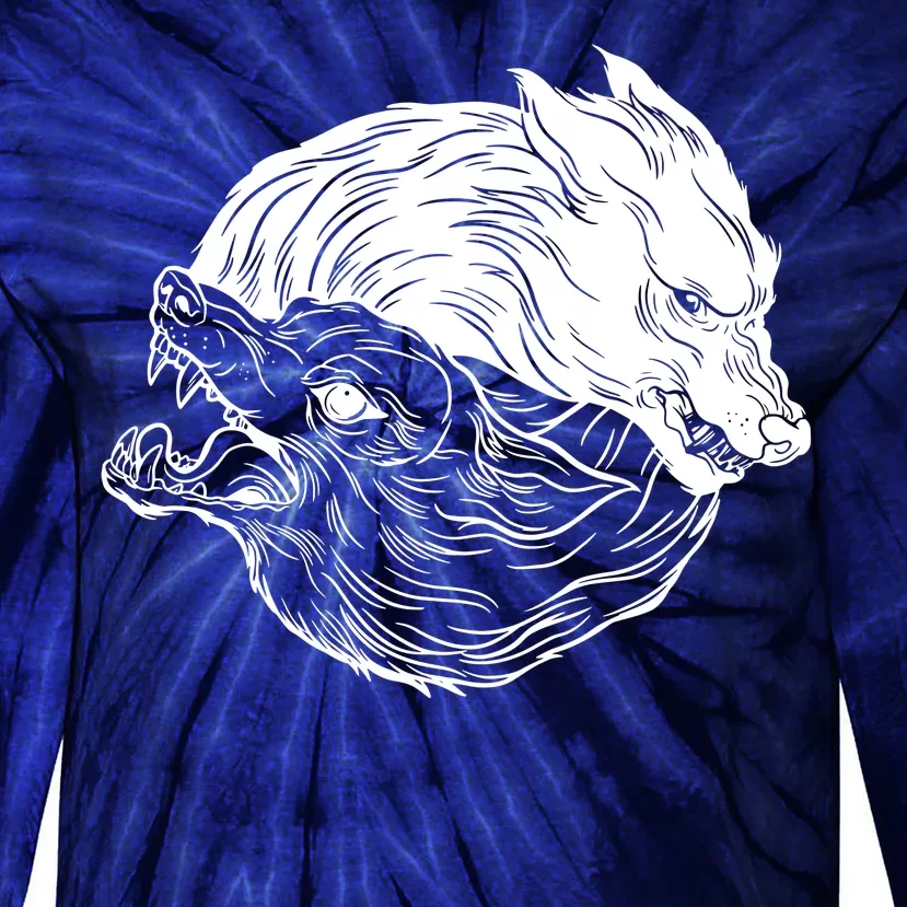 Ying Yang Wolves Tie-Dye Long Sleeve Shirt