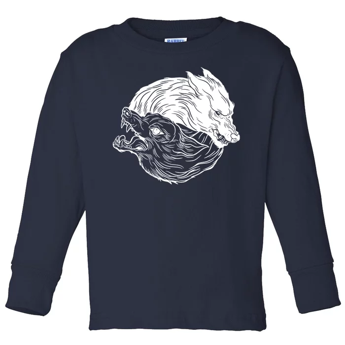 Ying Yang Wolves Toddler Long Sleeve Shirt