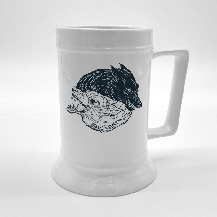 Ying Yang Wolves Front & Back Beer Stein