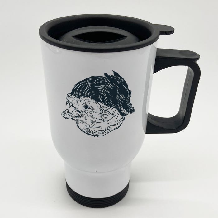 Ying Yang Wolves Front & Back Stainless Steel Travel Mug