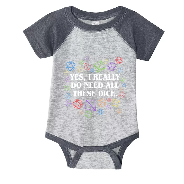 Yes I Really Do Need All These Dice Tabletop Rpg Infant Baby Jersey Bodysuit