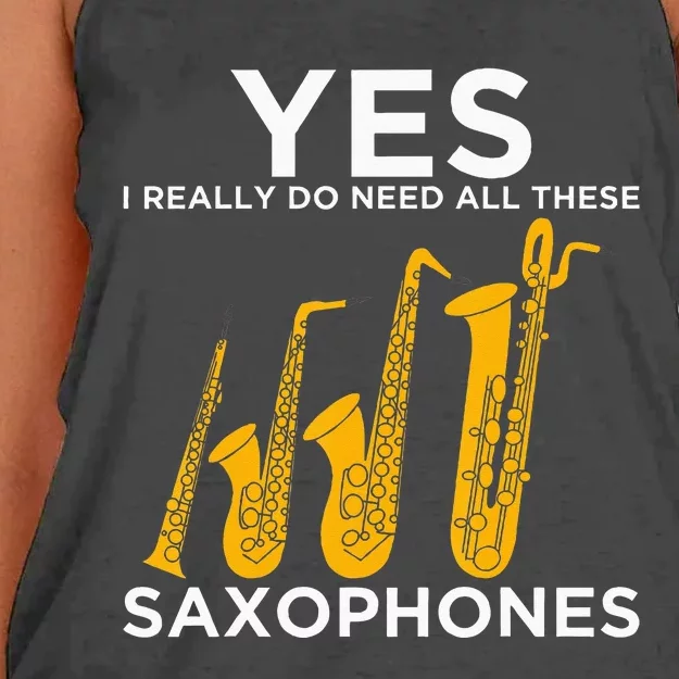 Yes I Really Do Need All These Saxophones Women's Knotted Racerback Tank