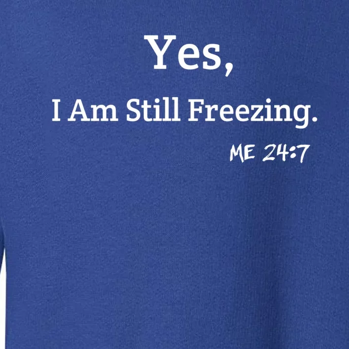 Yes I'm Still Freezing Me 24:7 Funny And Cold Gift Toddler Sweatshirt