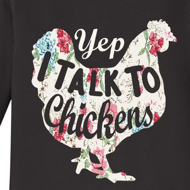 Yep I Talk To Chickens Funny Lover Farming Baby Long Sleeve Bodysuit