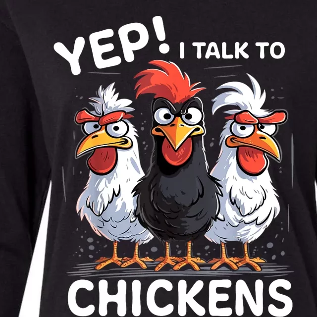 Yep I Talk To Chickens Funny Cute Womens Cotton Relaxed Long Sleeve T-Shirt