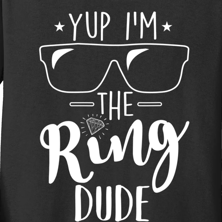 Yup Im The Ring Dude Funny Ring Bearer Wedding Gift Kids Long Sleeve Shirt