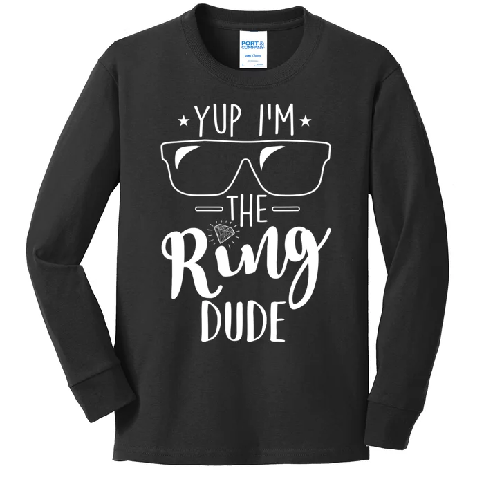 Yup Im The Ring Dude Funny Ring Bearer Wedding Gift Kids Long Sleeve Shirt