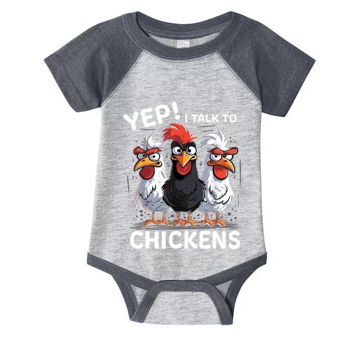 Yep I Talk To Chickens Funny Cute Infant Baby Jersey Bodysuit