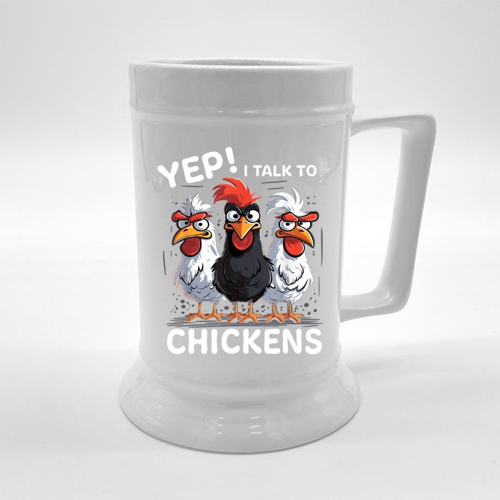 Yep I Talk To Chickens Funny Cute Front & Back Beer Stein