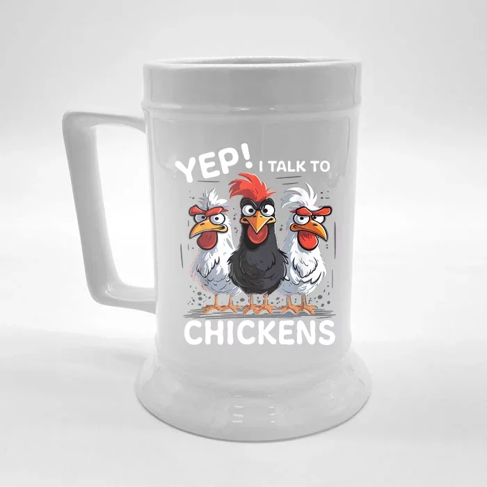 Yep I Talk To Chickens Funny Cute Front & Back Beer Stein