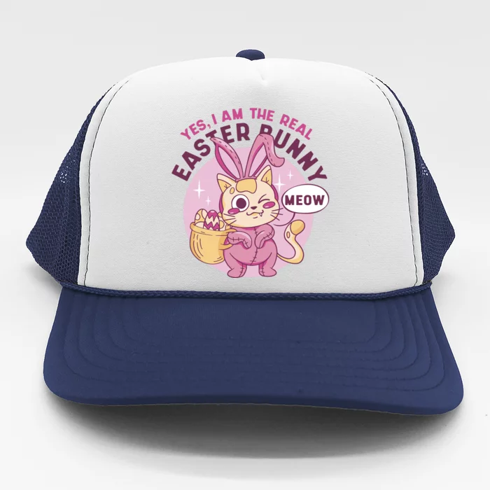 Yes I'm The Real Easter Bunny Funny Cat Trucker Hat