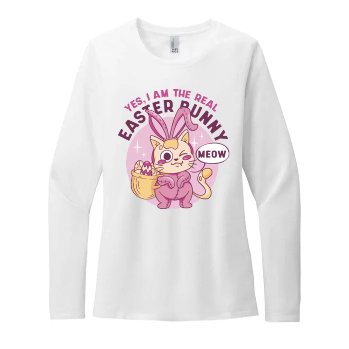 Yes I'm The Real Easter Bunny Funny Cat Womens CVC Long Sleeve Shirt