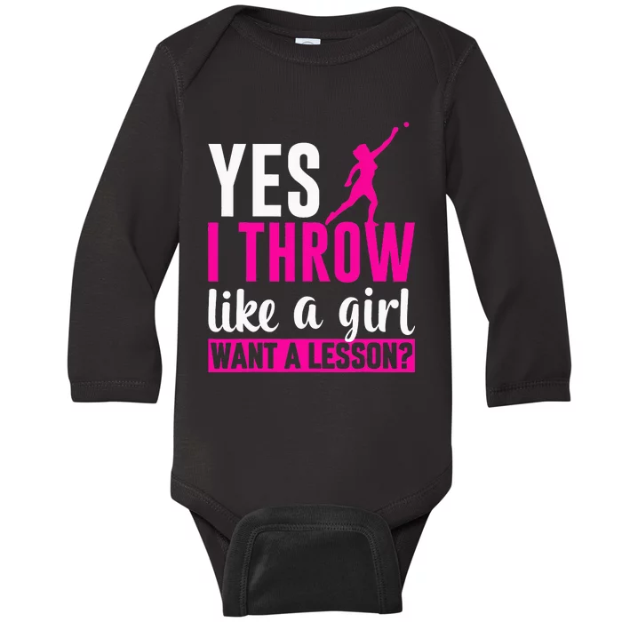 Yes I Throw Lika A  Shot Putter Track And Field Shot Put Baby Long Sleeve Bodysuit