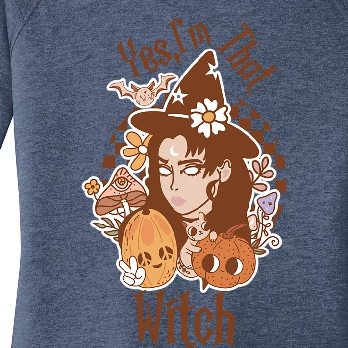 Yes Im That Witch Hippie Pumpkin Funny Halloween Witches Gift Women's Perfect Tri Tunic Long Sleeve Shirt