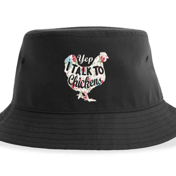 Yep I Talk To Chickens Funny Chicken Lover Farming Sustainable Bucket Hat