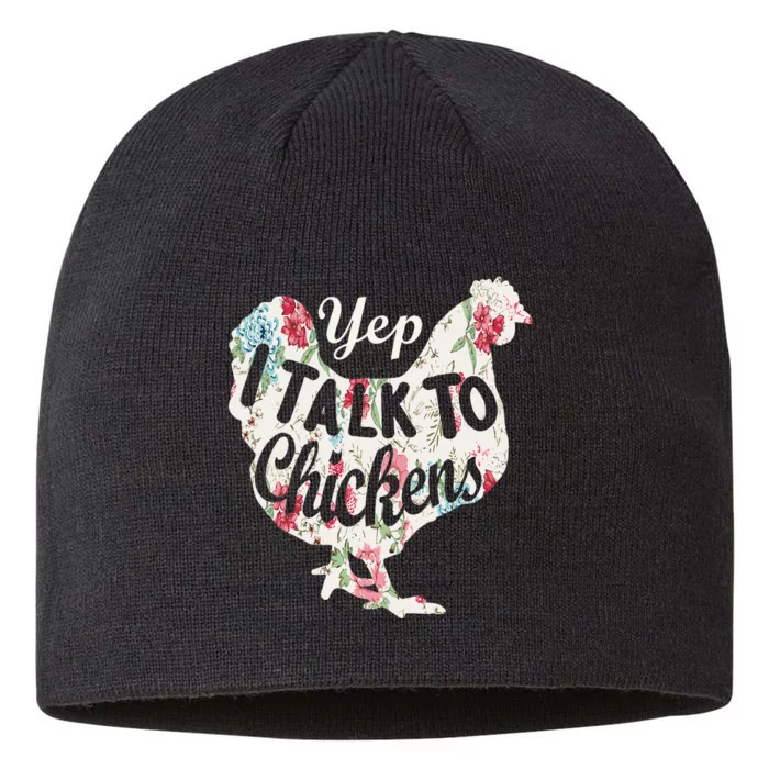 Yep I Talk To Chickens Funny Chicken Lover Farming 8 1/2in Sustainable Knit Beanie