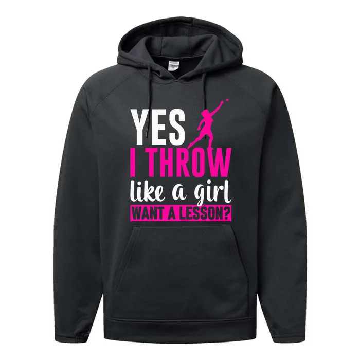 Yes I Throw Lika A  Shot Putter Track And Field Shot Put Performance Fleece Hoodie