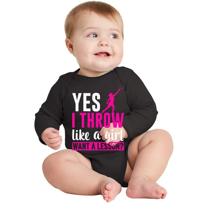 Yes I Throw Lika A  Shot Putter Track And Field Shot Put Baby Long Sleeve Bodysuit