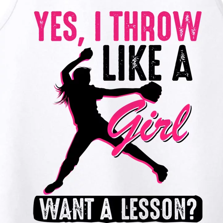 Yes I Throw Like A Cool Pitchers Funny Softball Gift Funny Gift Performance Tank