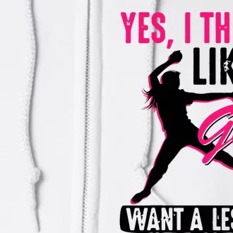 Yes I Throw Like A Girl Cool Pitchers Funny Softball Gift Full Zip Hoodie