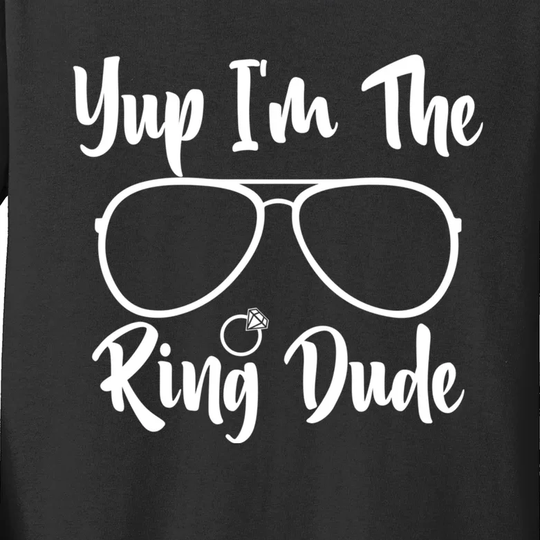 Yup Im The Ring Dude Funny Ring Bearer Wedding Gift Kids Long Sleeve Shirt