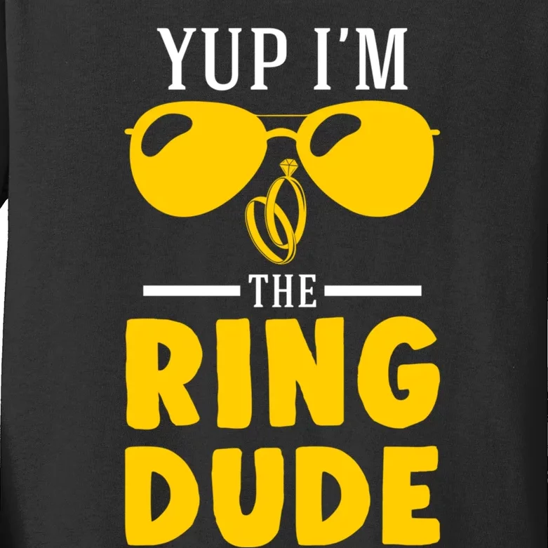 Yup Im The Ring Dude Funny Ring Bearer Wedding Gift Kids Long Sleeve Shirt