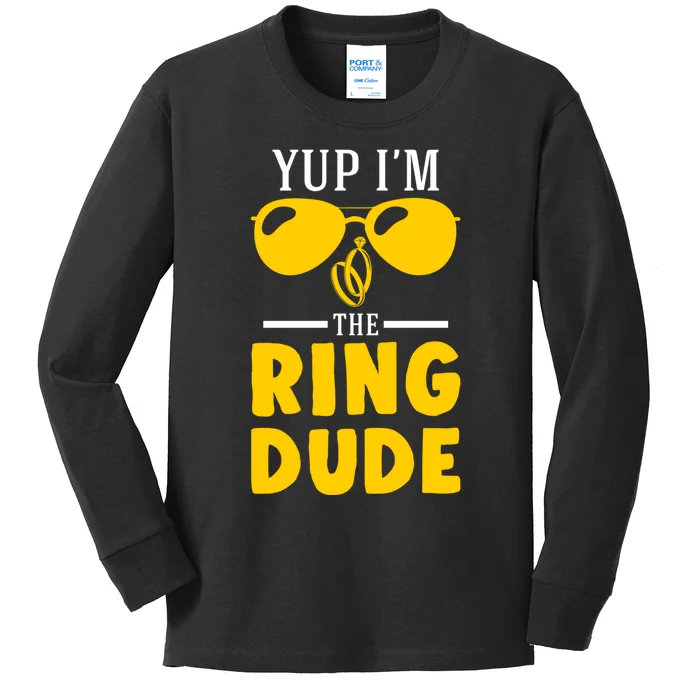 Yup Im The Ring Dude Funny Ring Bearer Wedding Gift Kids Long Sleeve Shirt