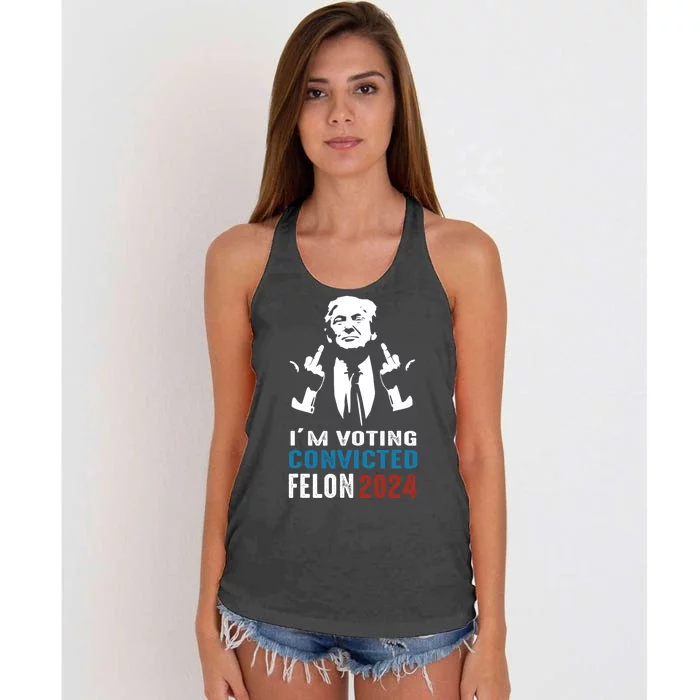 Yes IM Voting Convicted Felon 2024 Women's Knotted Racerback Tank