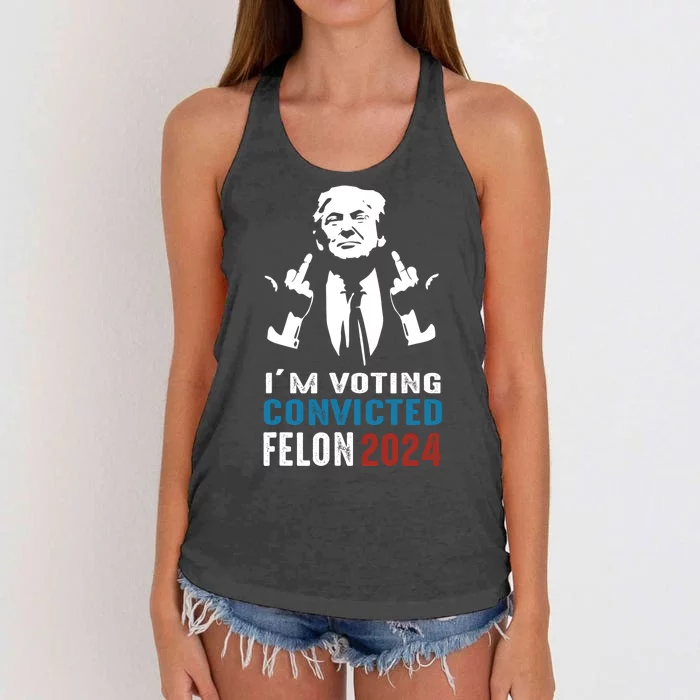 Yes IM Voting Convicted Felon 2024 Women's Knotted Racerback Tank