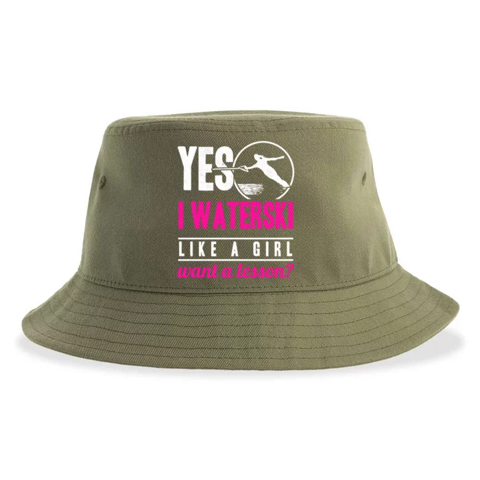 Yes I Waterski Like A Want A Lesson Water Skiing Gift Sustainable Bucket Hat