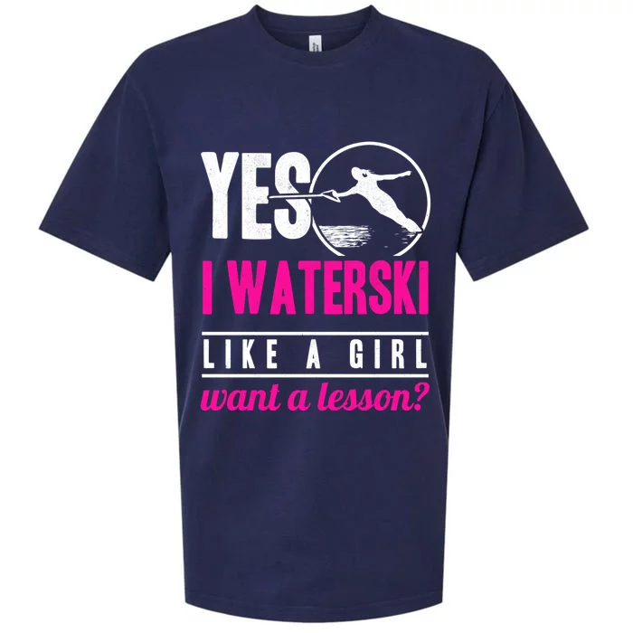 Yes I Waterski Like A Want A Lesson Water Skiing Gift Sueded Cloud Jersey T-Shirt