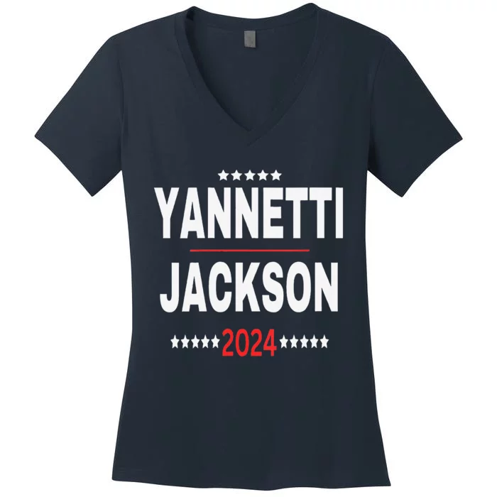 Yannetti Jackson 2024 Vote For Your Favorite Defense Team! Women's V-Neck T-Shirt