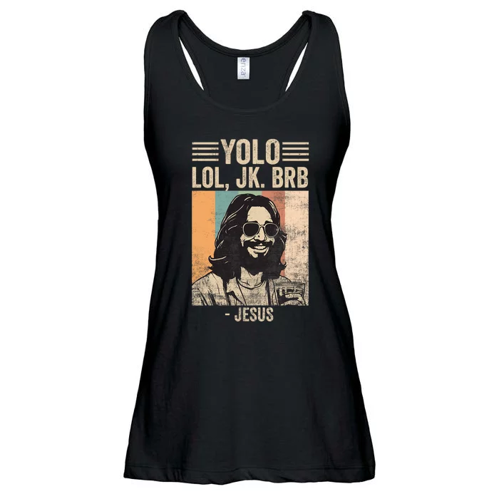 Yolo Jk Brb Jesus Funny Easter Day Ressurection Christians Ladies Essential Flowy Tank