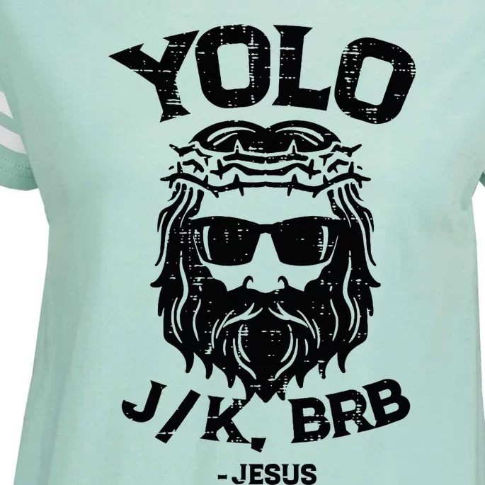 Yolo Jk Brb Jesus Funny Easter Day Ressurection Christians Enza Ladies Jersey Football T-Shirt