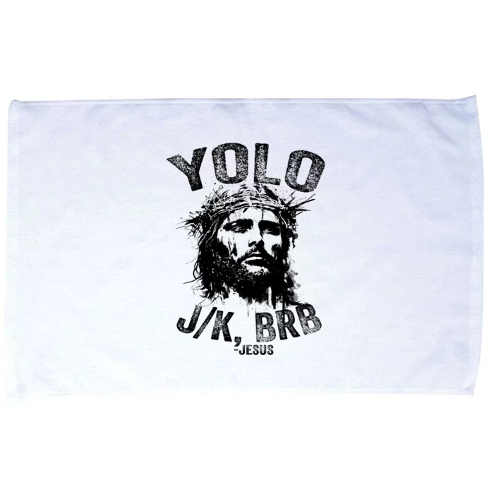 Yolo Jk Brb Jesus Funny Resurrection Christians Easter Day Microfiber Hand Towel