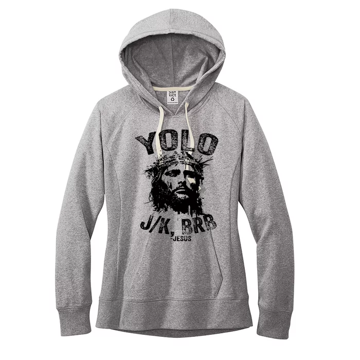 Yolo Jk Brb Jesus Funny Resurrection Christians Easter Day Women's Fleece Hoodie