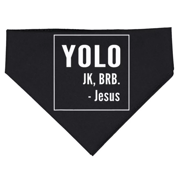 Yolo Jk Brb Jesus Christian Catholic Funny USA-Made Doggie Bandana