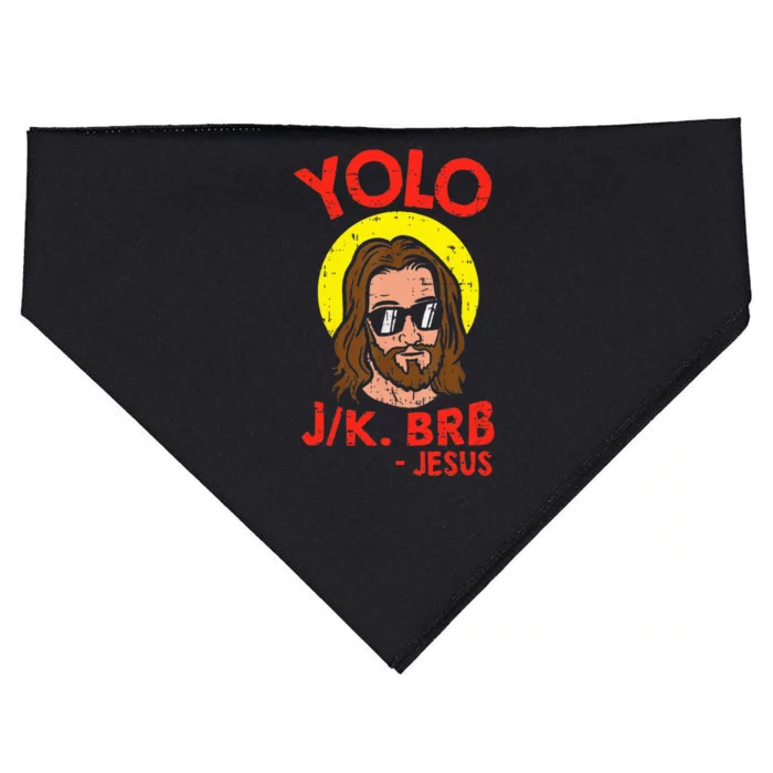 Yolo Jk Brb Jesus Funny Easter Day Ressurection Christians USA-Made Doggie Bandana